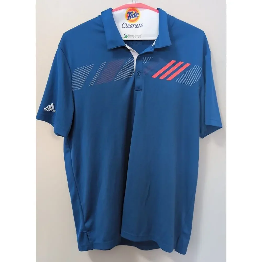 Adidas Men's XL Blue Polo Shirt Activewear Performance Golf EUC